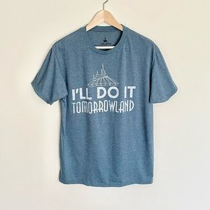 Disney Parks “I’ll Do It Tomorrowland” Graphic Blue T Shirt Adult size Large